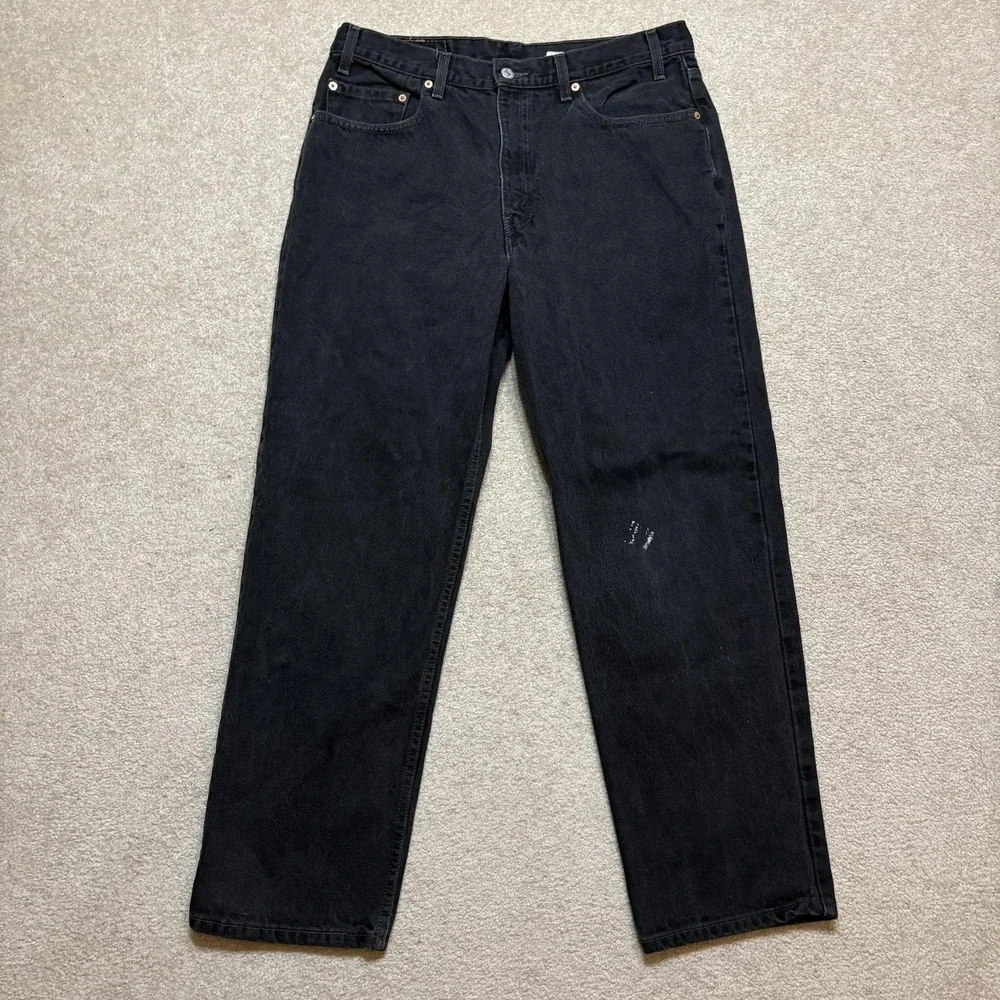 Vtg 90s Levis 550 Jeans Mens 34x30 Black Relaxed Fit Tapered Leg Denim Pants